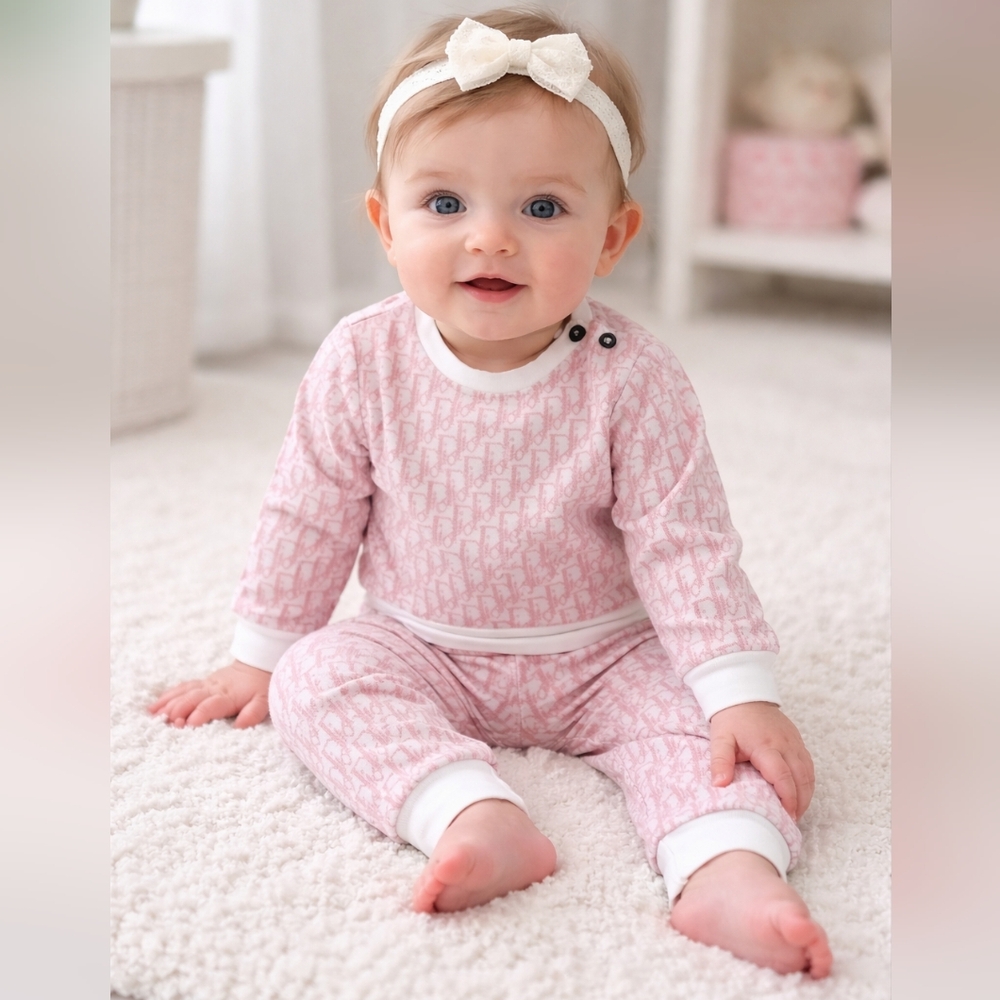 Dior Pink and White Baby Set